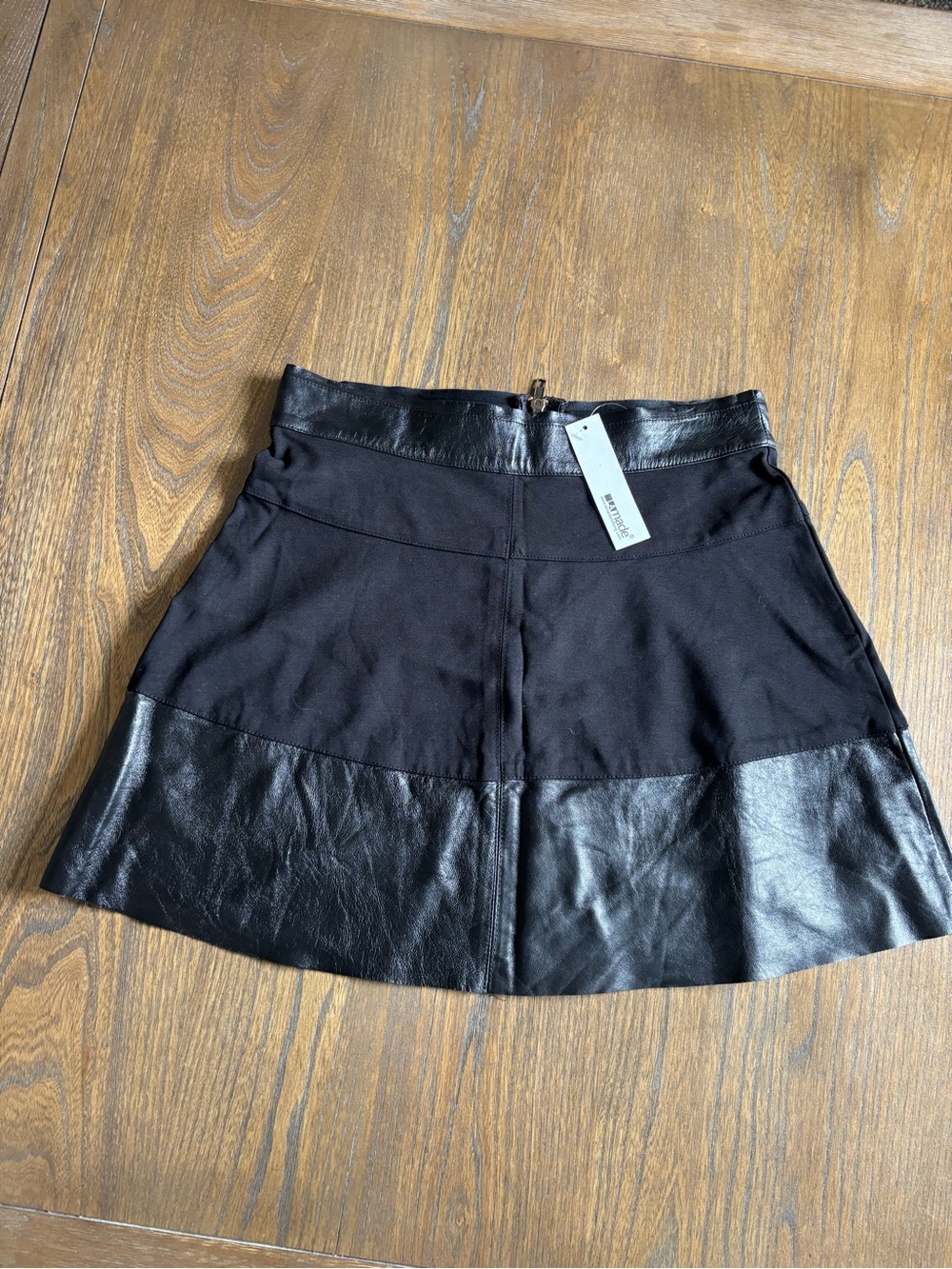 LAmade Black Mini Skirt with Leather-Trim Panels